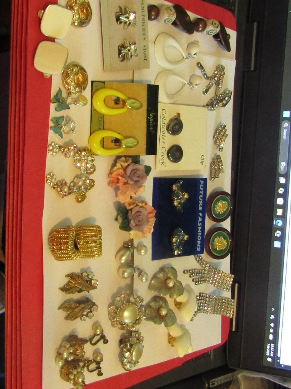 Vint+Antique  ClipOn Earring Lot 31+ PR Earrings BEADED FAUX PEARLS RHINESTONES